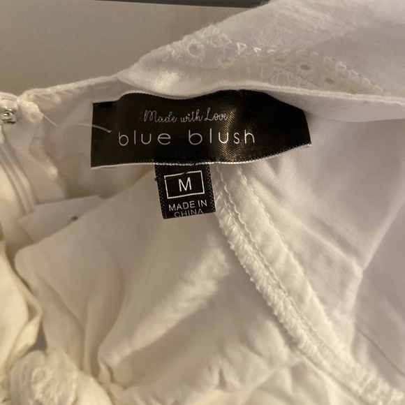 Blue Blush ruffled crocheted cropped white jumpsuit. New with tags! Beautiful - Picture 4 of 5